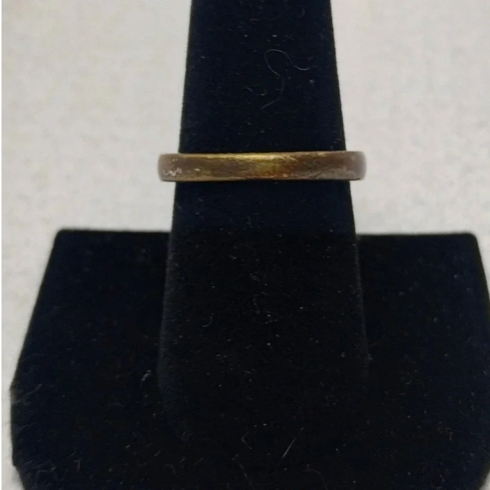 Vintage Gold Tone Two Row Cubic Zirconia Cluster Band Ring Size 8.25